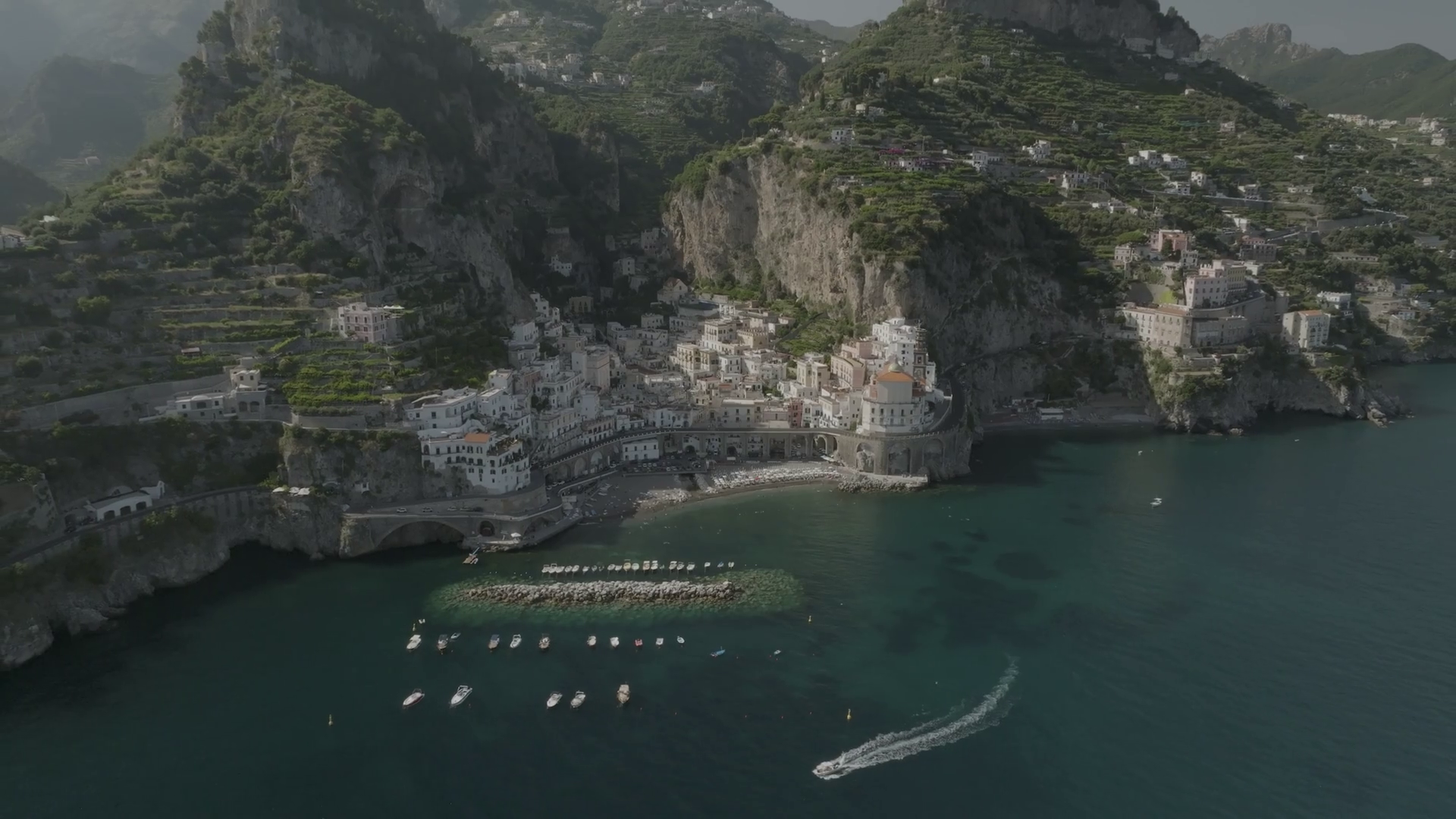 Aerial View Of Atrani Small Town Along Stock Footage SBV-347472142 ...