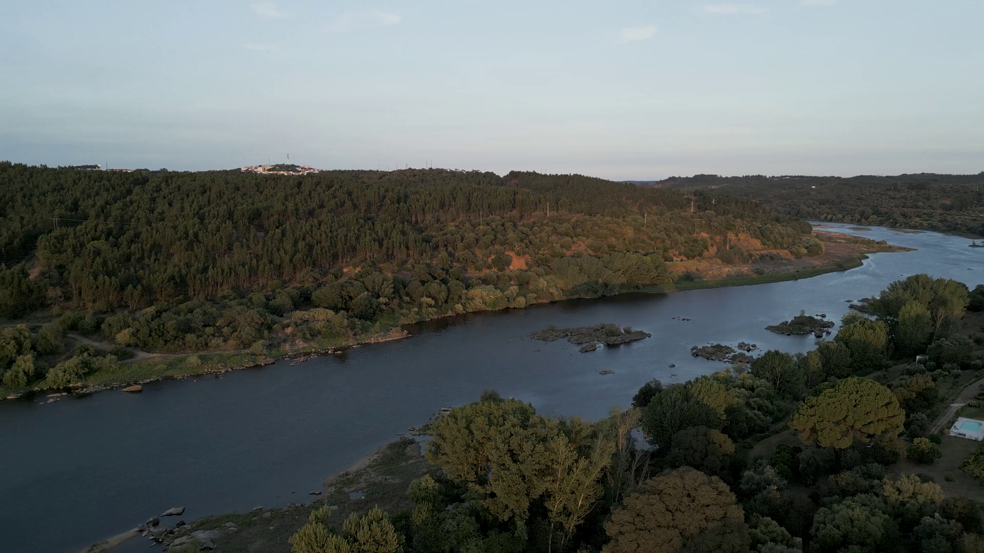 Aerial View Of Tagus River At Sunset Stock Footage SBV-348464591 ...