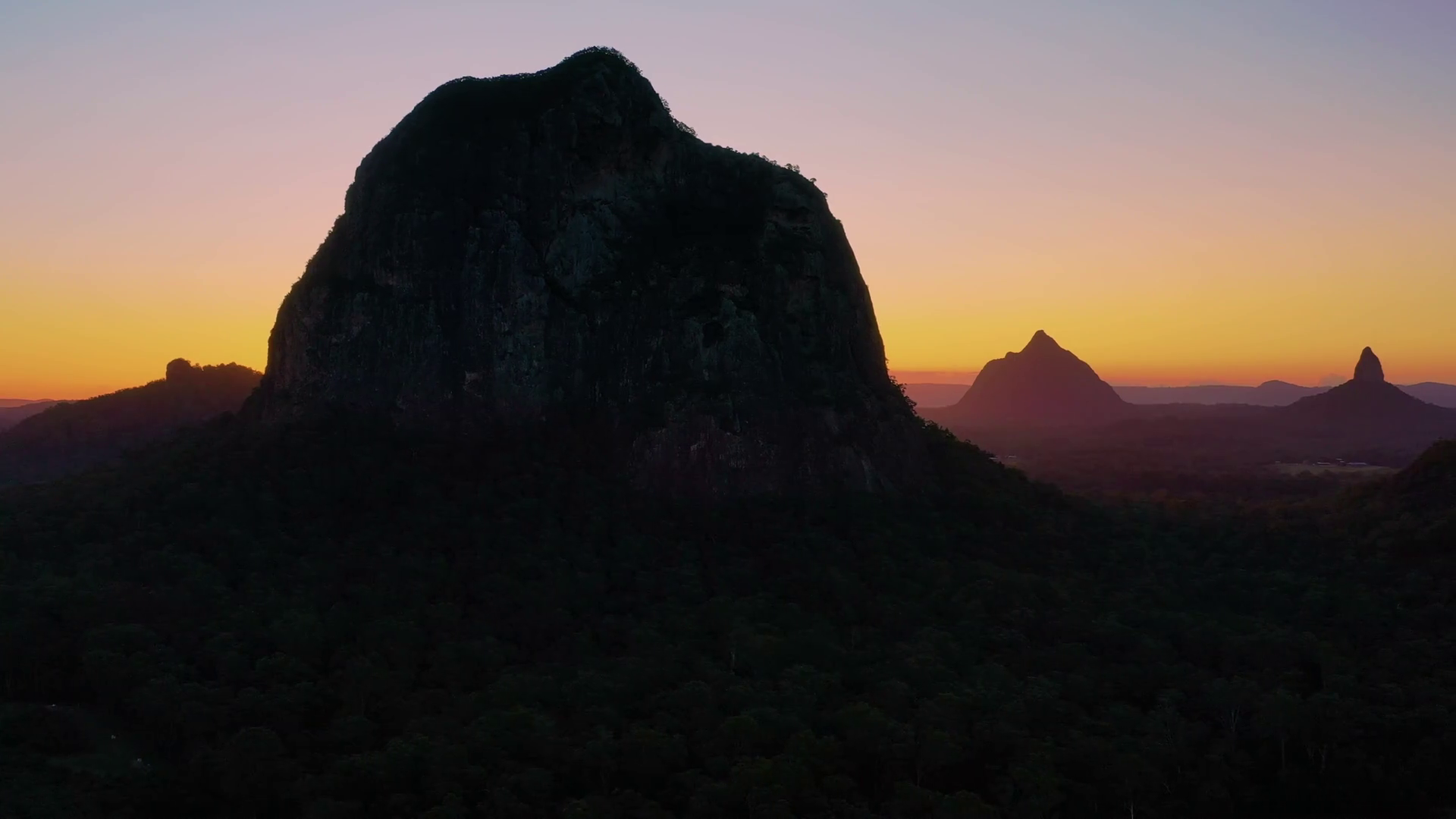 Aerial view of Mt Coonowrin and Mt Beerwah, Glass House Mountains