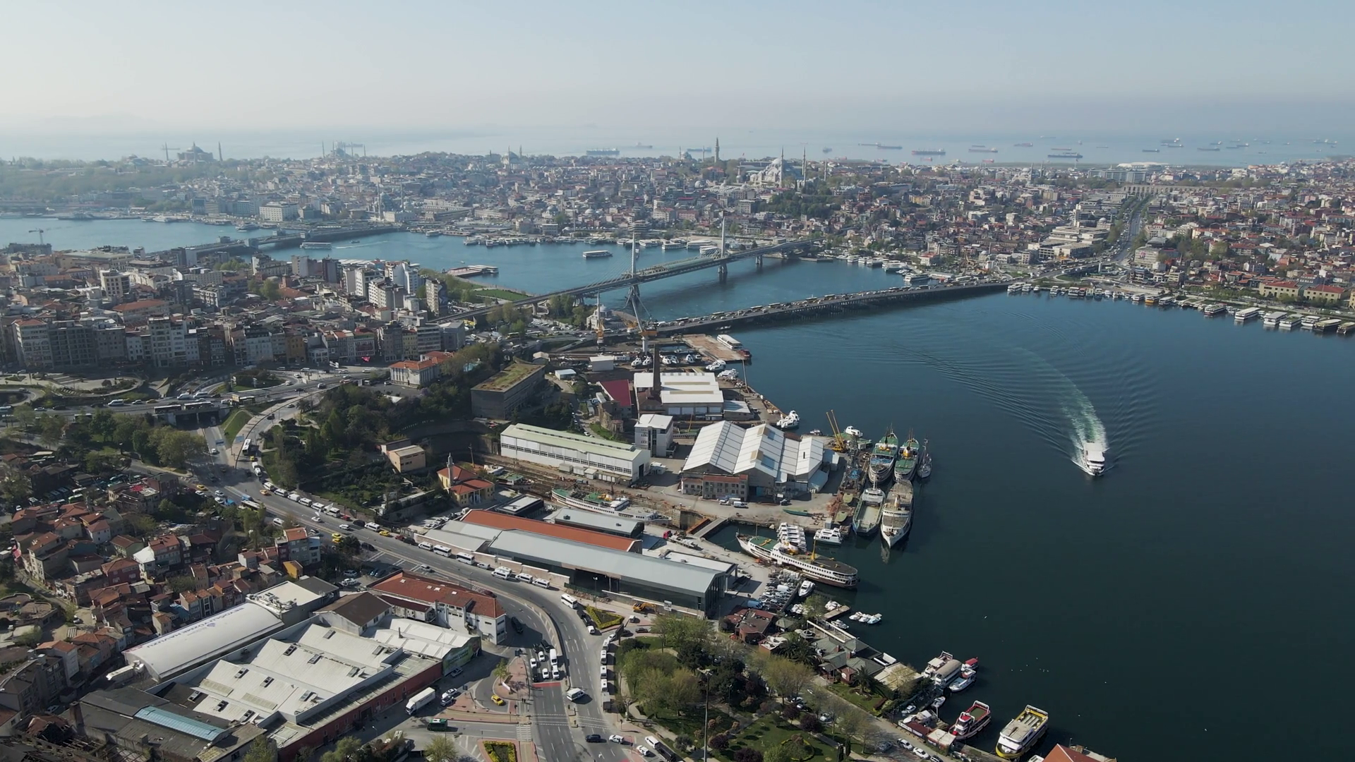 Aerial View Of Beyoglu District Along Golden Stock Footage SBV ...