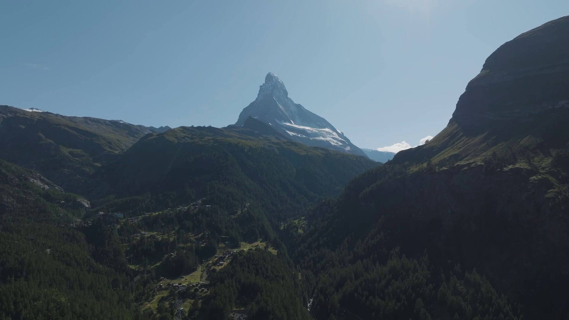 Aerial View Of Matterhorn Iconic Mountain Stock Footage SBV-348479331 ...