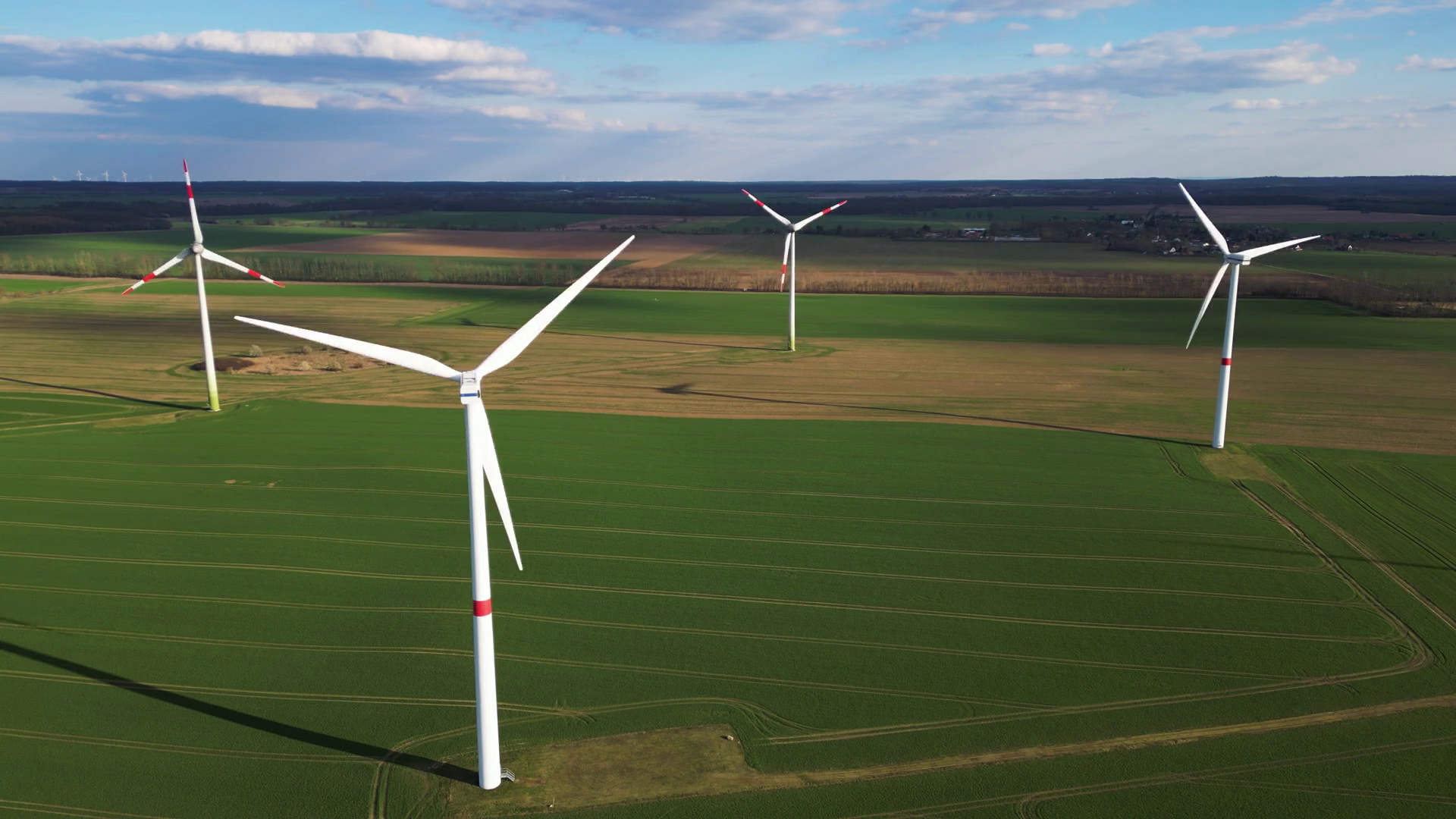 Aerial View Of Wind Turbines In Field In Stock Footage SBV-348776556 ...
