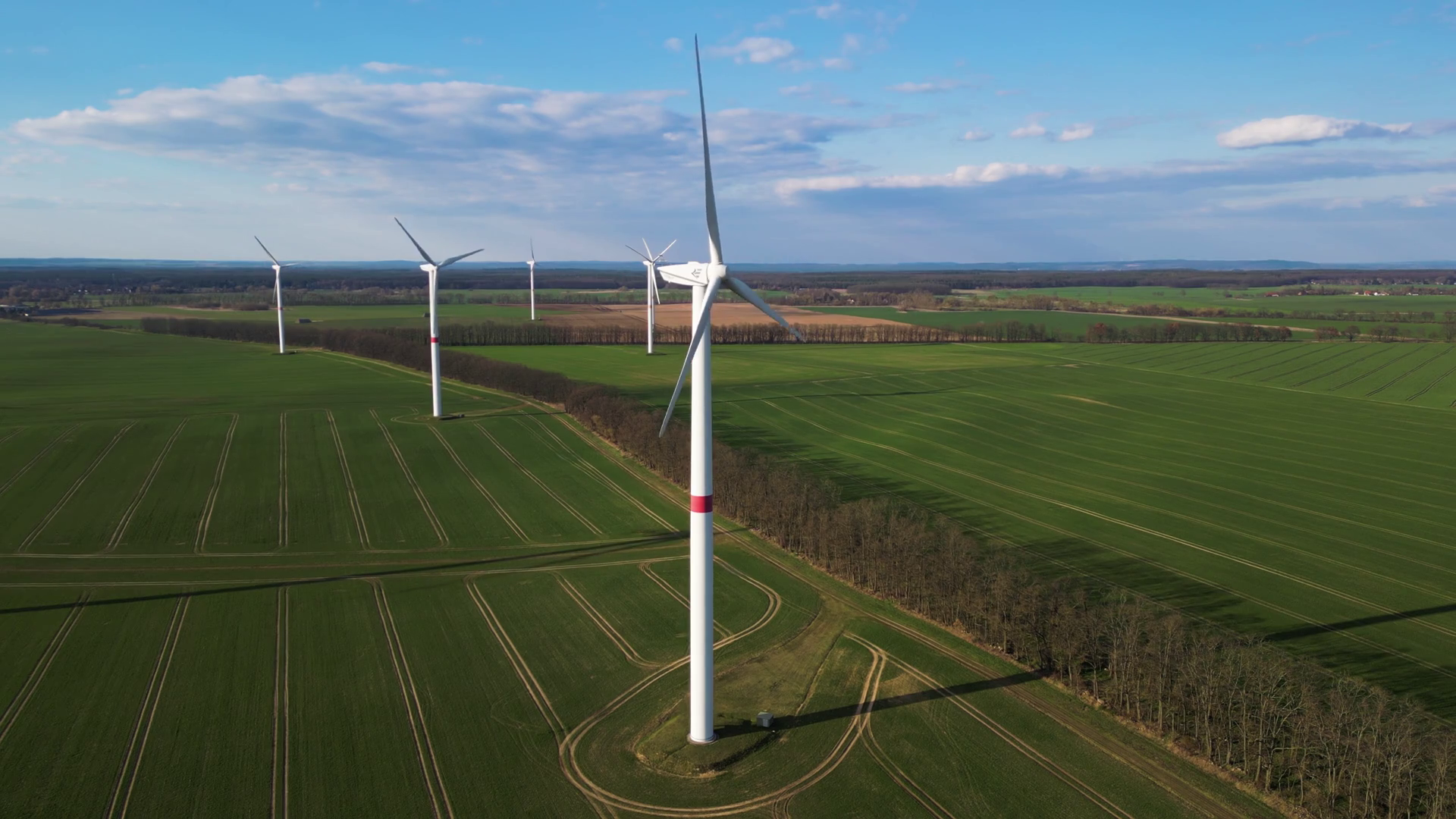 Aerial View Of Wind Turbines In Field In Stock Footage SBV-348776550 ...