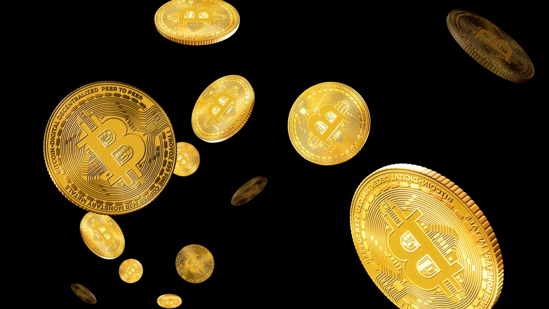 Blockchain Technology Falling Bitcoin Gold Stock Motion Graphics SBV ...