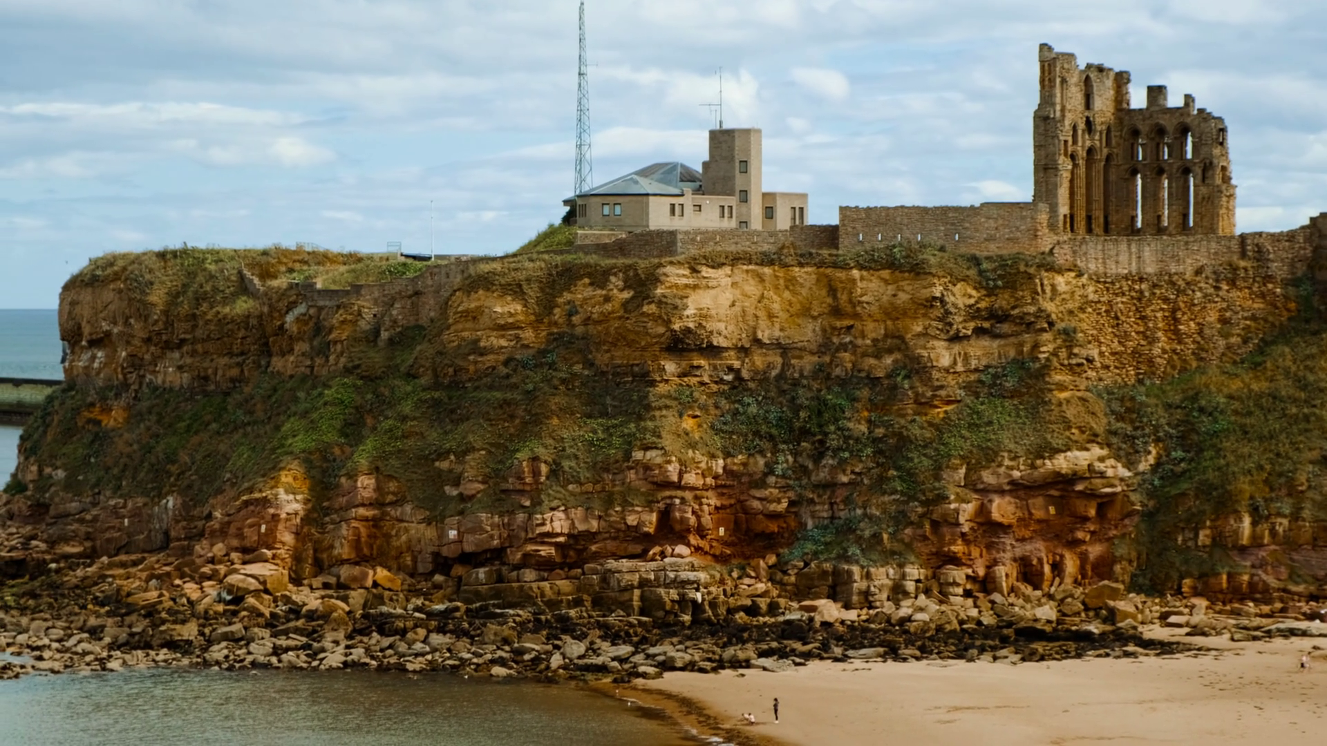Establishing Shot Of Tynemouth Priory Castle Stock Footage SBV ...