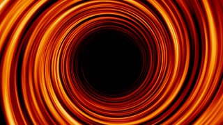 Fiery vortex of orange and red bands drawing the focus into a central void
