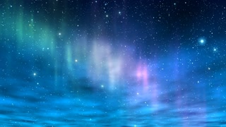 Cosmic sky filled with stars and subtle aurora hues blending in green and purple