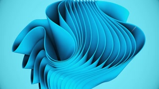 Sculptural formation of curved, layered teal swirls and ribbons in a wave pattern. The fluid, organic lines create a sense of graceful motion on a matching light blue background