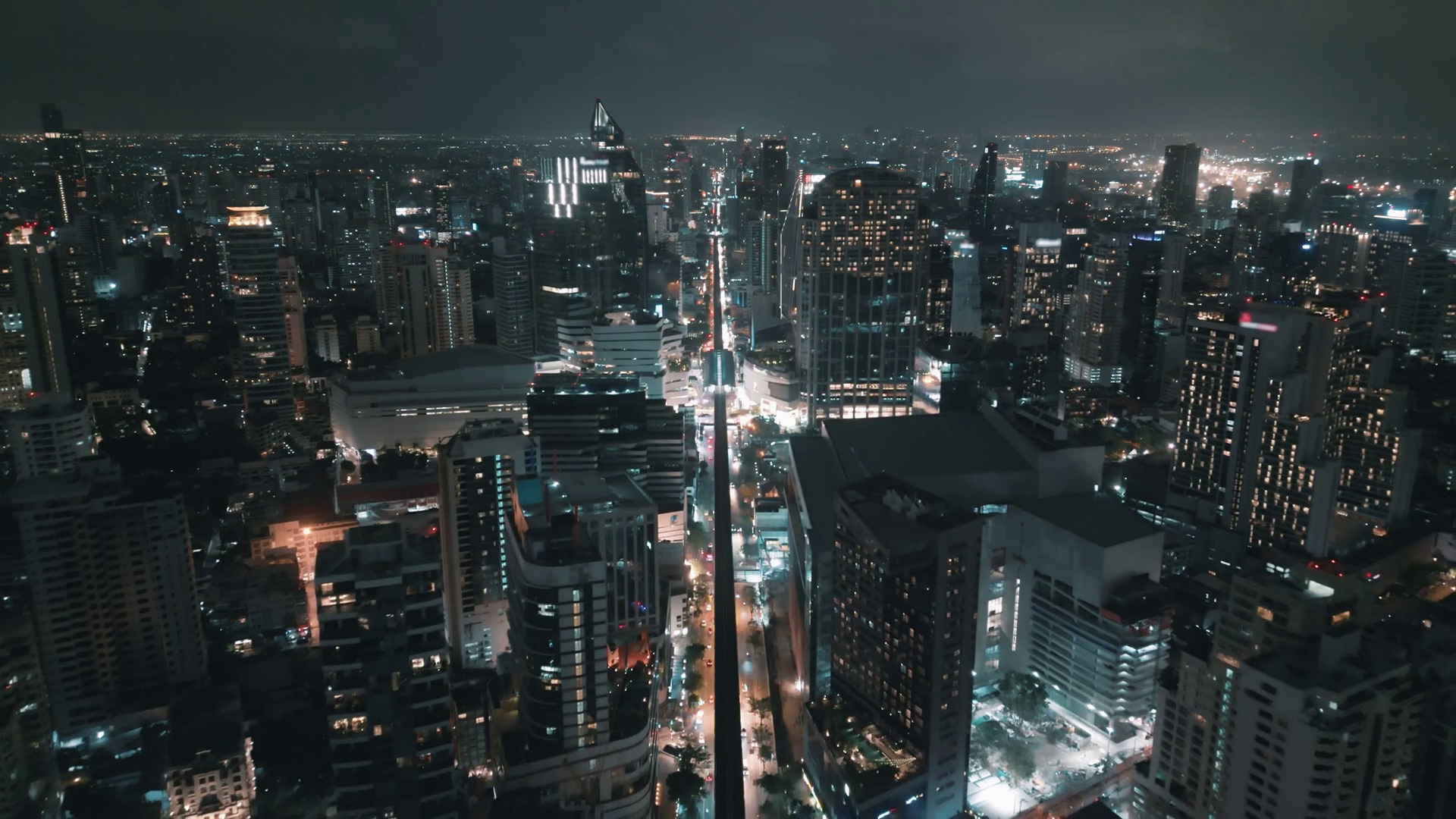 City Skyline At Night Aerial Shot Of Night Stock Footage SBV-351957841 ...