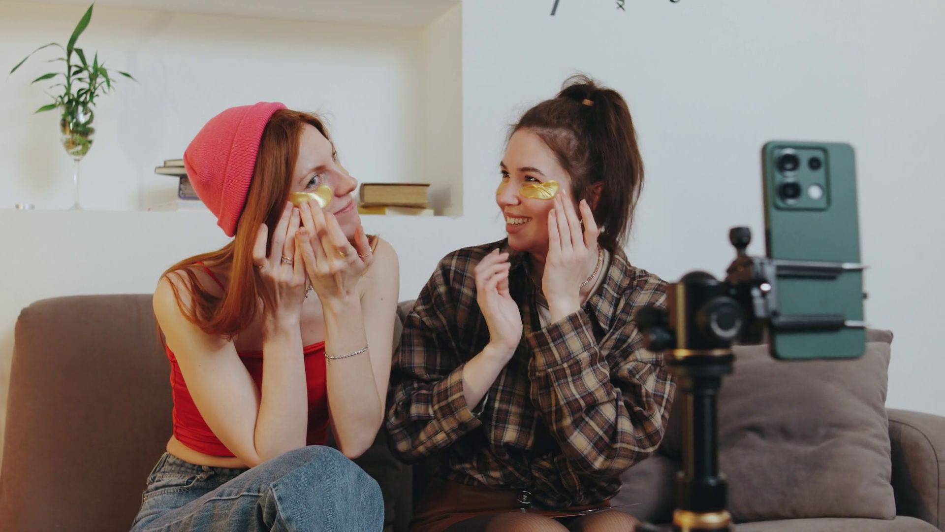 Two Friends Enjoying Fun Beauty Session At Stock Footage SBV-352707769 ...