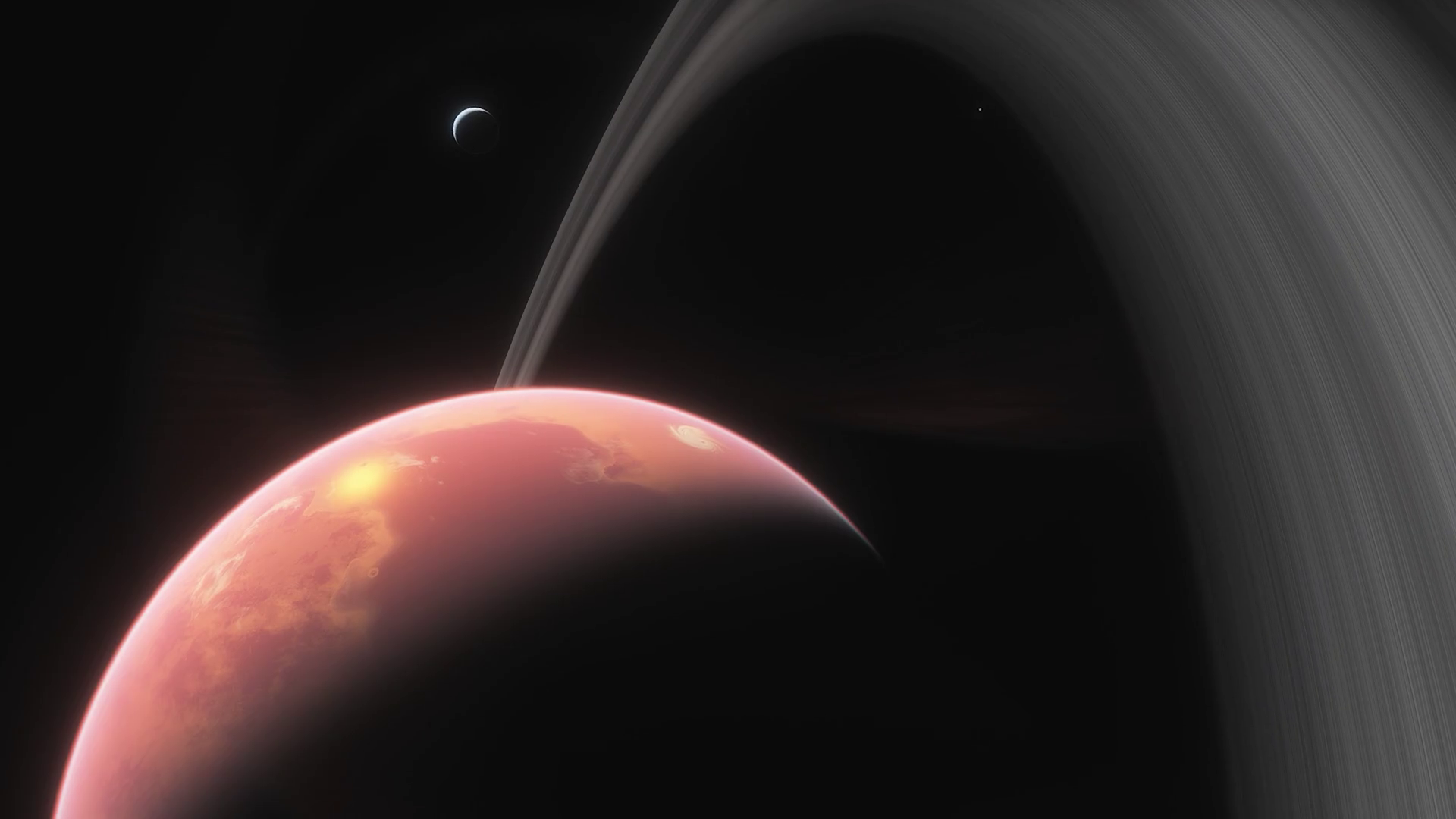 Alien in another solar system with beautiful rings. in