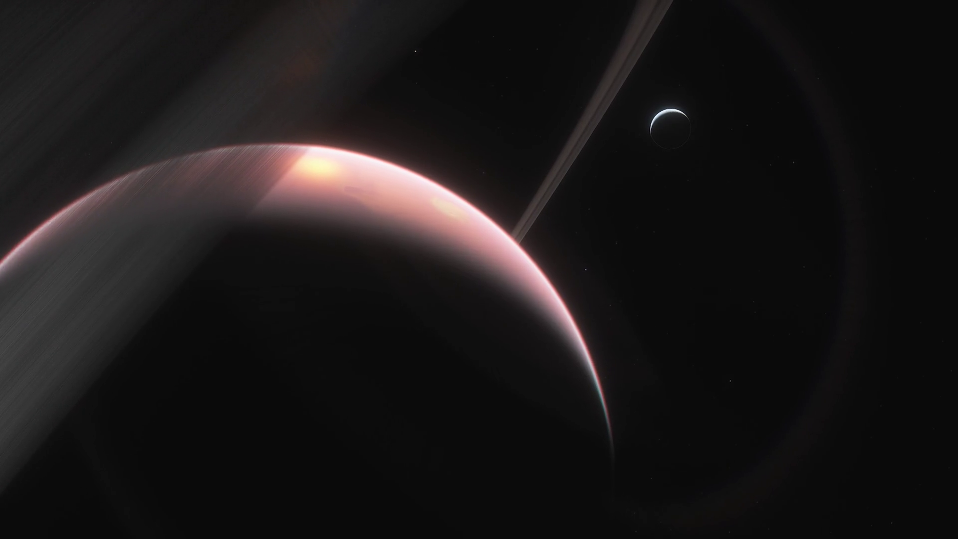 Alien in another solar system with beautiful rings. in