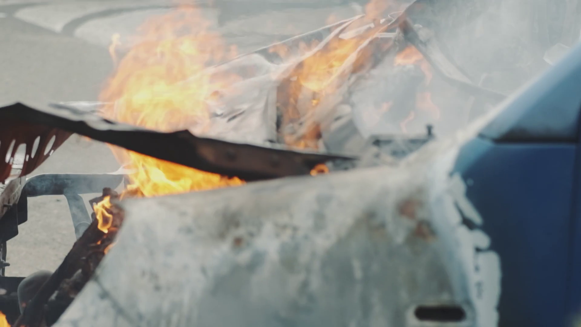 Car Burns Road Accident Accident Car Caught Stock Footage SBV346491347