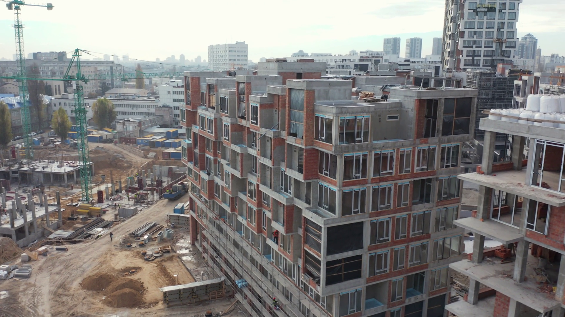 Construction Progress Of New Residential Stock Footage SBV-351674608 ...