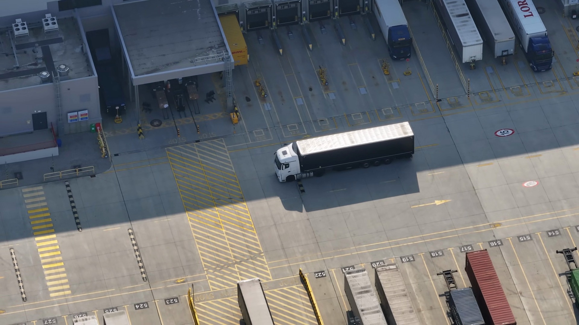 Overview Of Loading Dock With Trailer Trucks Stock Footage SBV ...