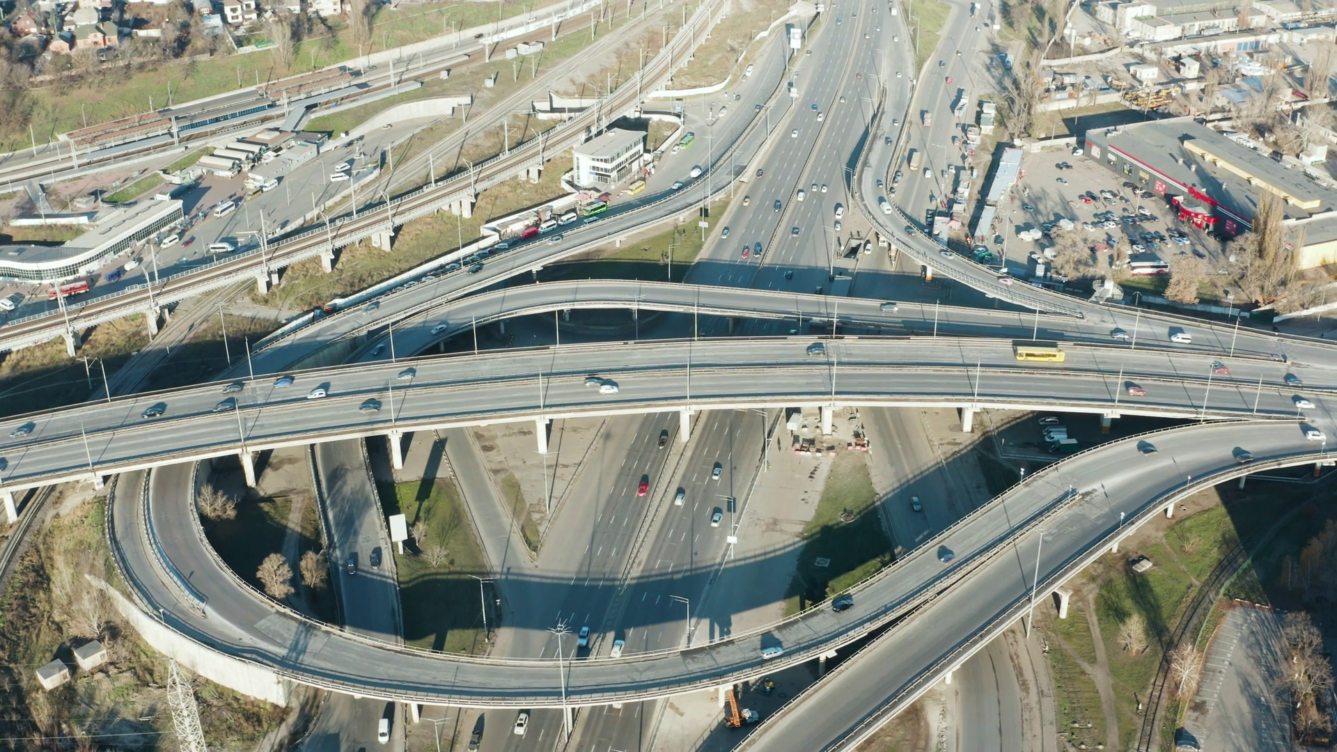 Traffic Patterns At Complex Highway Stock Footage SBV-351679667 ...