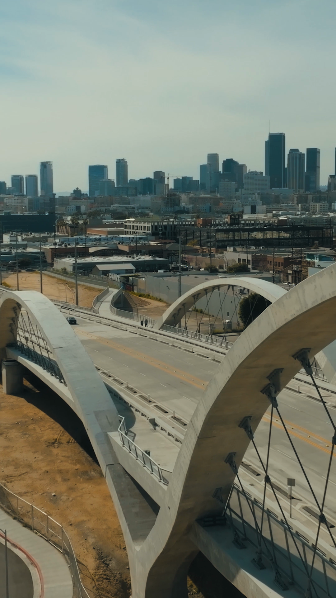 Aerial View Of Modern Urban Bridge With City Stock Footage SBV ...