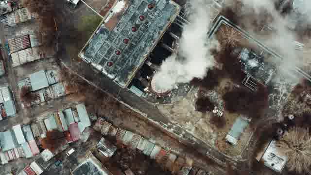 Nuclear Power Plant Old Abandoned Landscape Aerial Drone Reactor ...