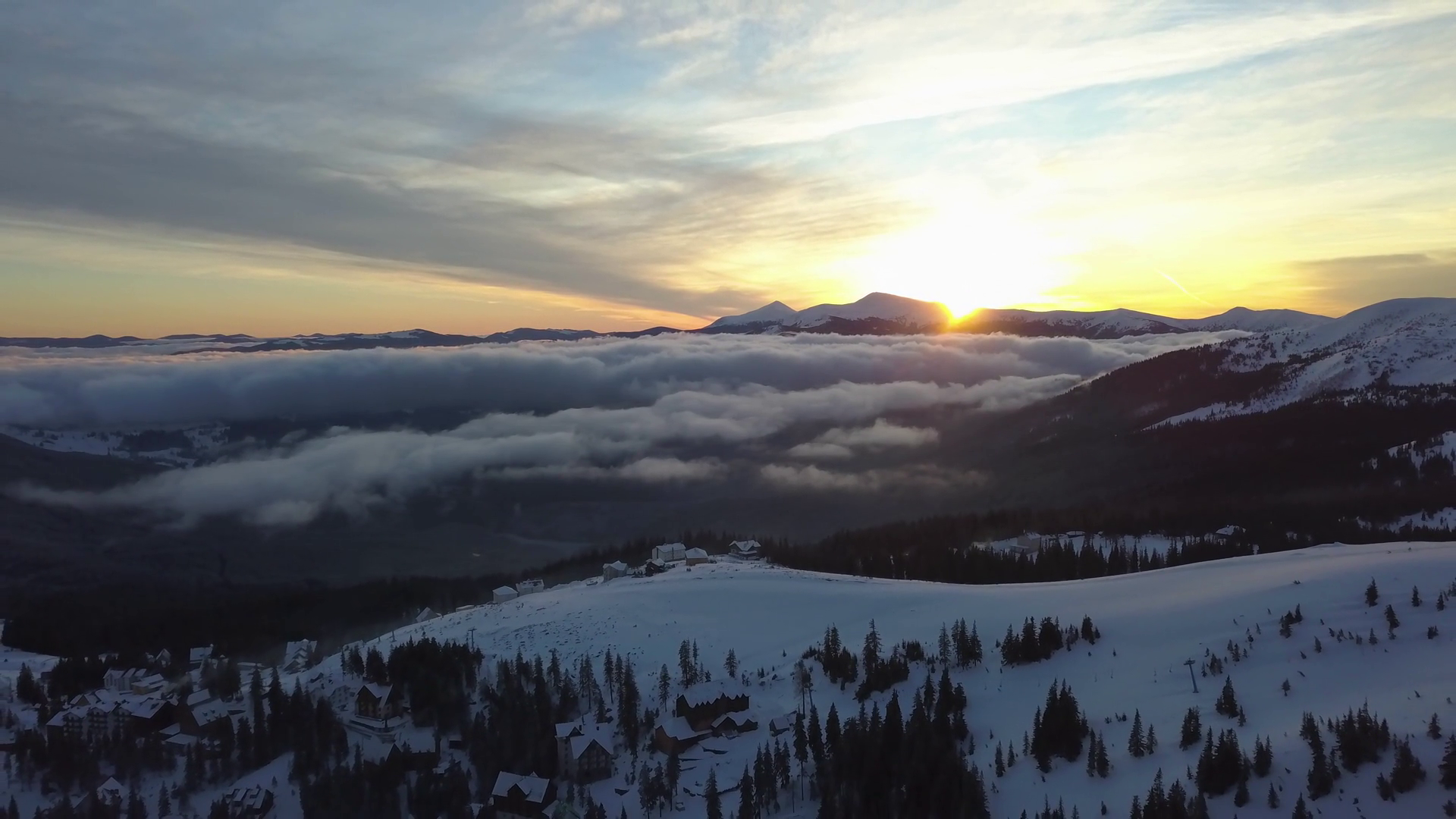 Sunset Over Snowy Mountains With Clouds Stock Footage SBV-353226012 ...