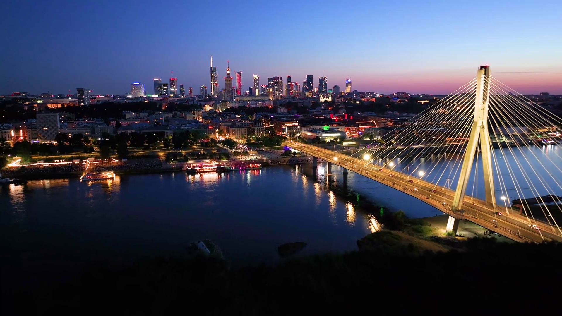 Twilight Views Of Warsaw Showcasing Skyline Stock Footage SBV-351670646 ...