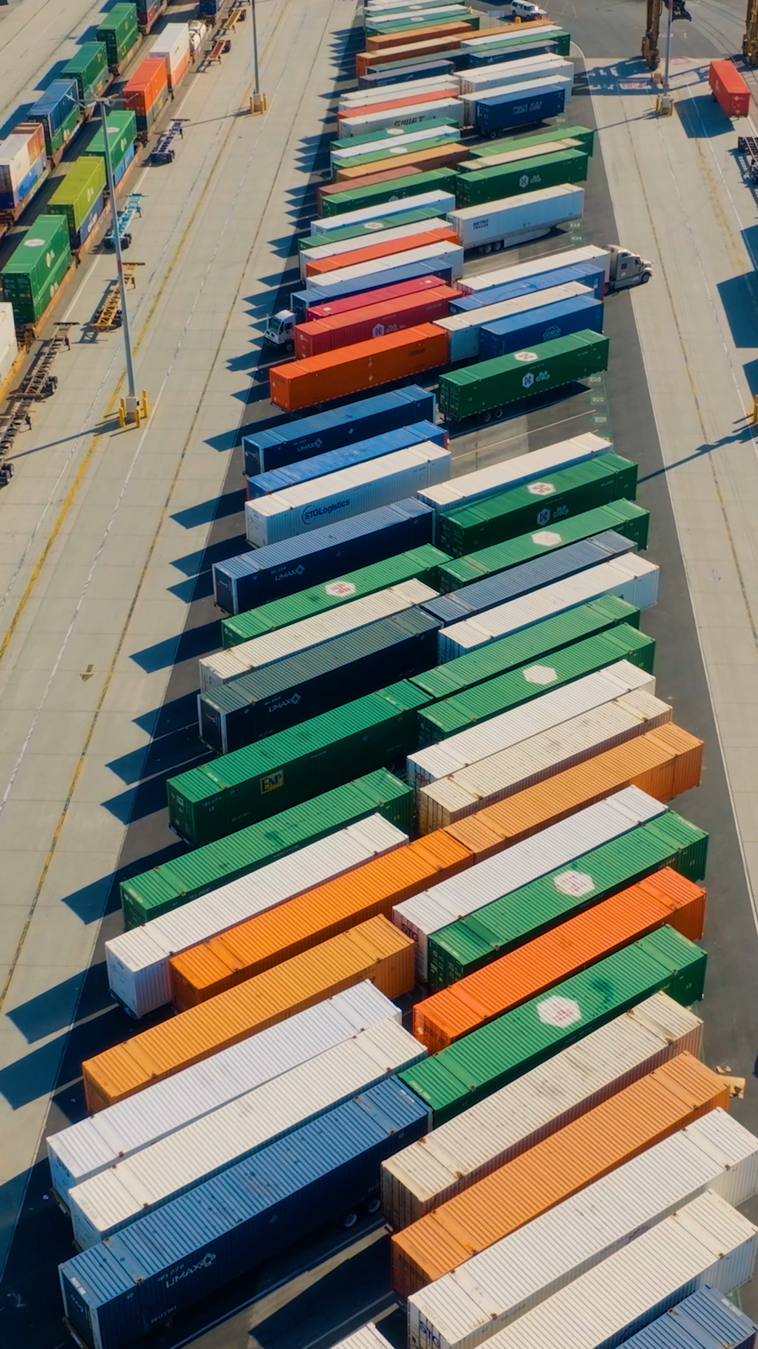 Aerial View Of Colorful Shipping Containers Stock Footage SBV-353099378 ...