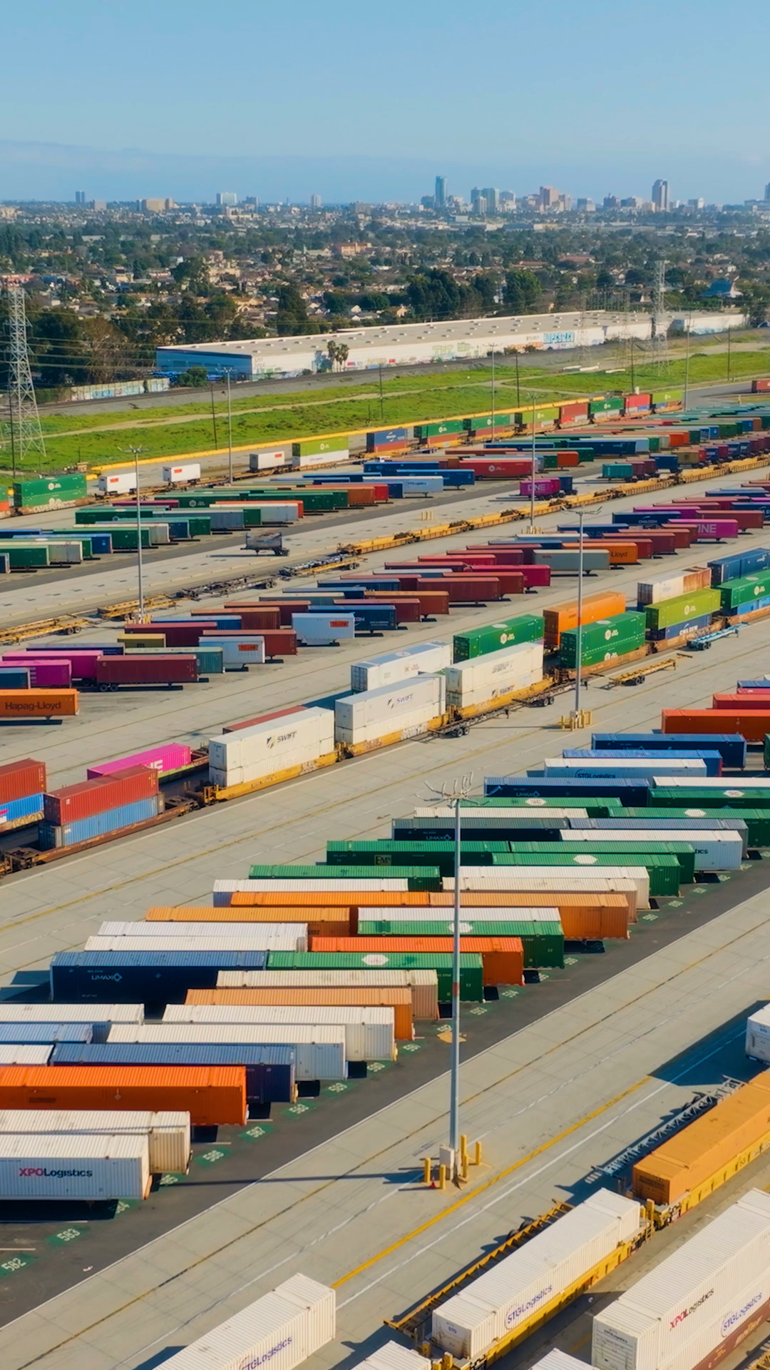 Aerial View Of Busy Shipping Container Yard Stock Footage SBV-353099380 ...