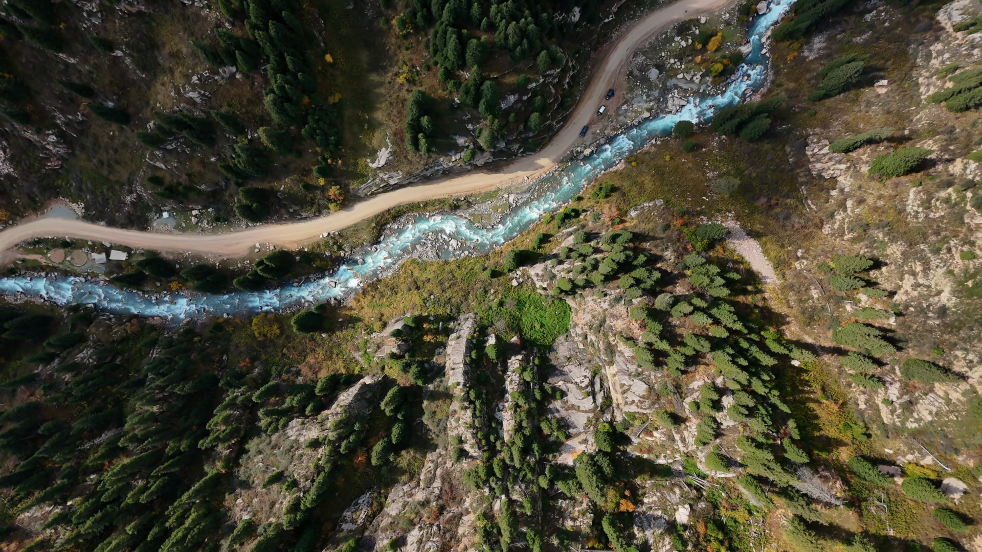 Top View Of River Between Rocks Pine Trees Stock Footage SBV-353674114 ...