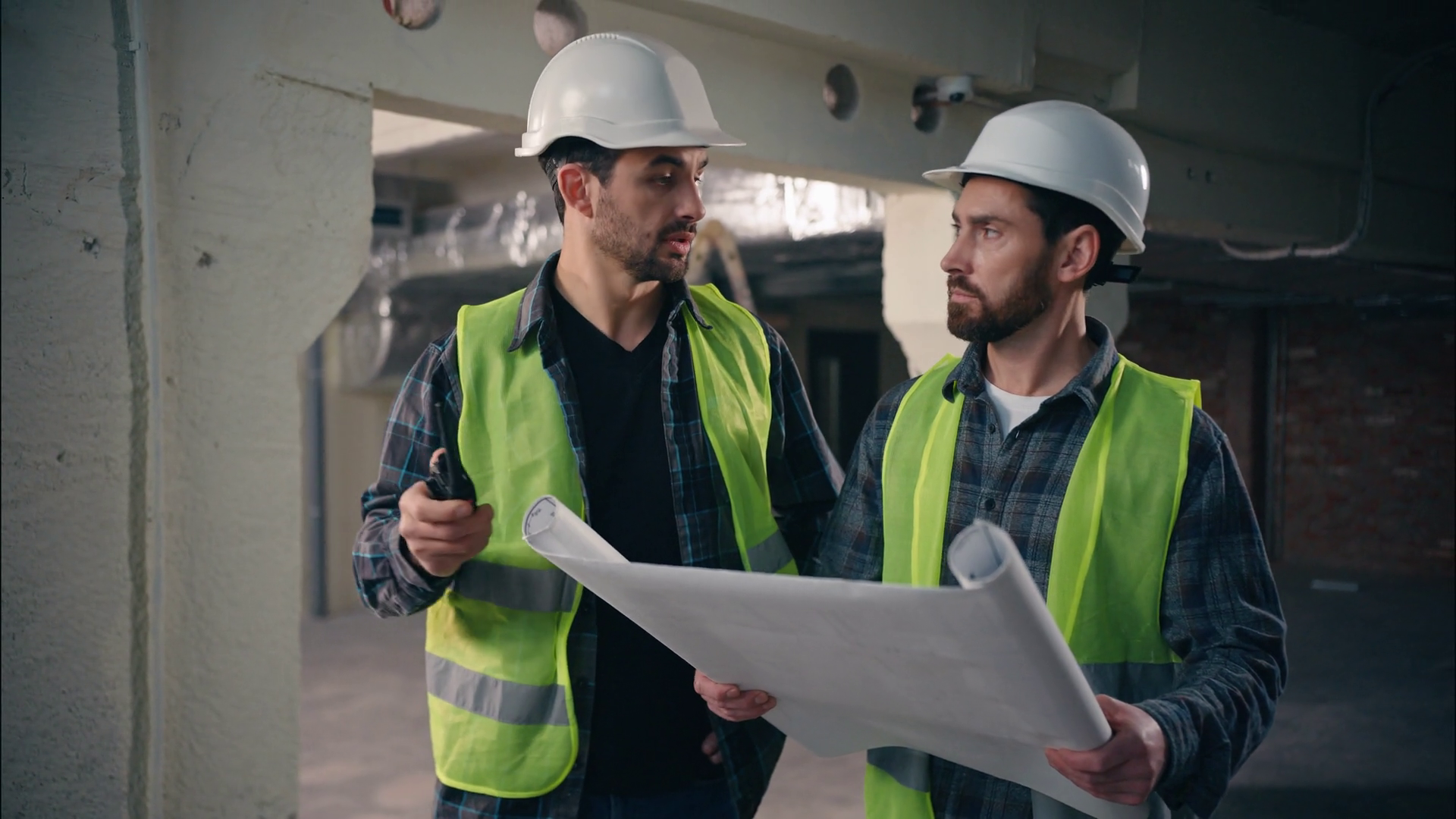 Two Caucasian Men Construction Workers In Stock Footage SBV-352925655 ...