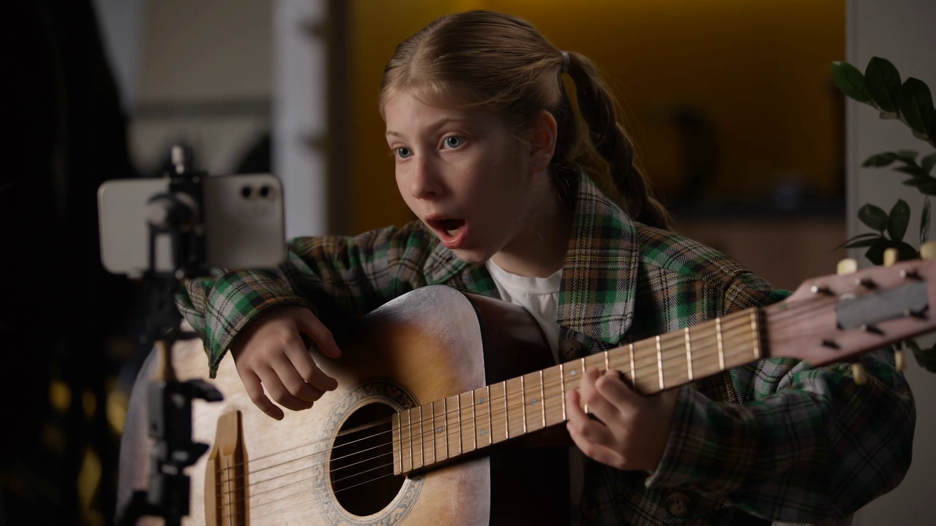 Caucasian Artist Little Girl Singer Playing Stock Footage SBV-352905755 ...