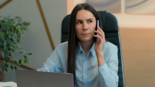 Caucasian business woman female corporate manager lady girl businesswoman employer consultant saleswoman work laptop at office workplace