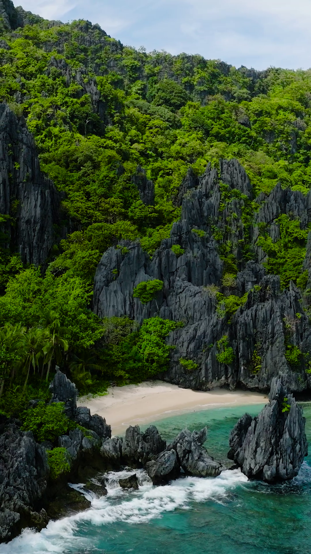 Waves Crashing Over Splendid Limestone Rocks Stock Footage SBV ...