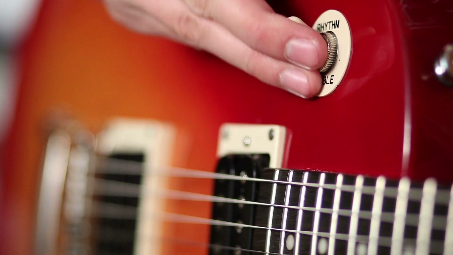 Electric Guitar Switch Choosing Treble Rhythm Stock Footage SBV