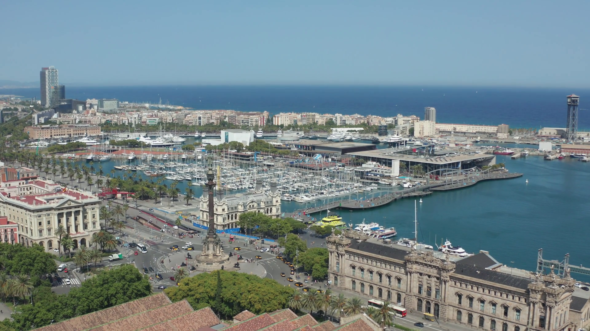 Aerial View Of Barcelona Sea Coast Port With Stock Footage SBV