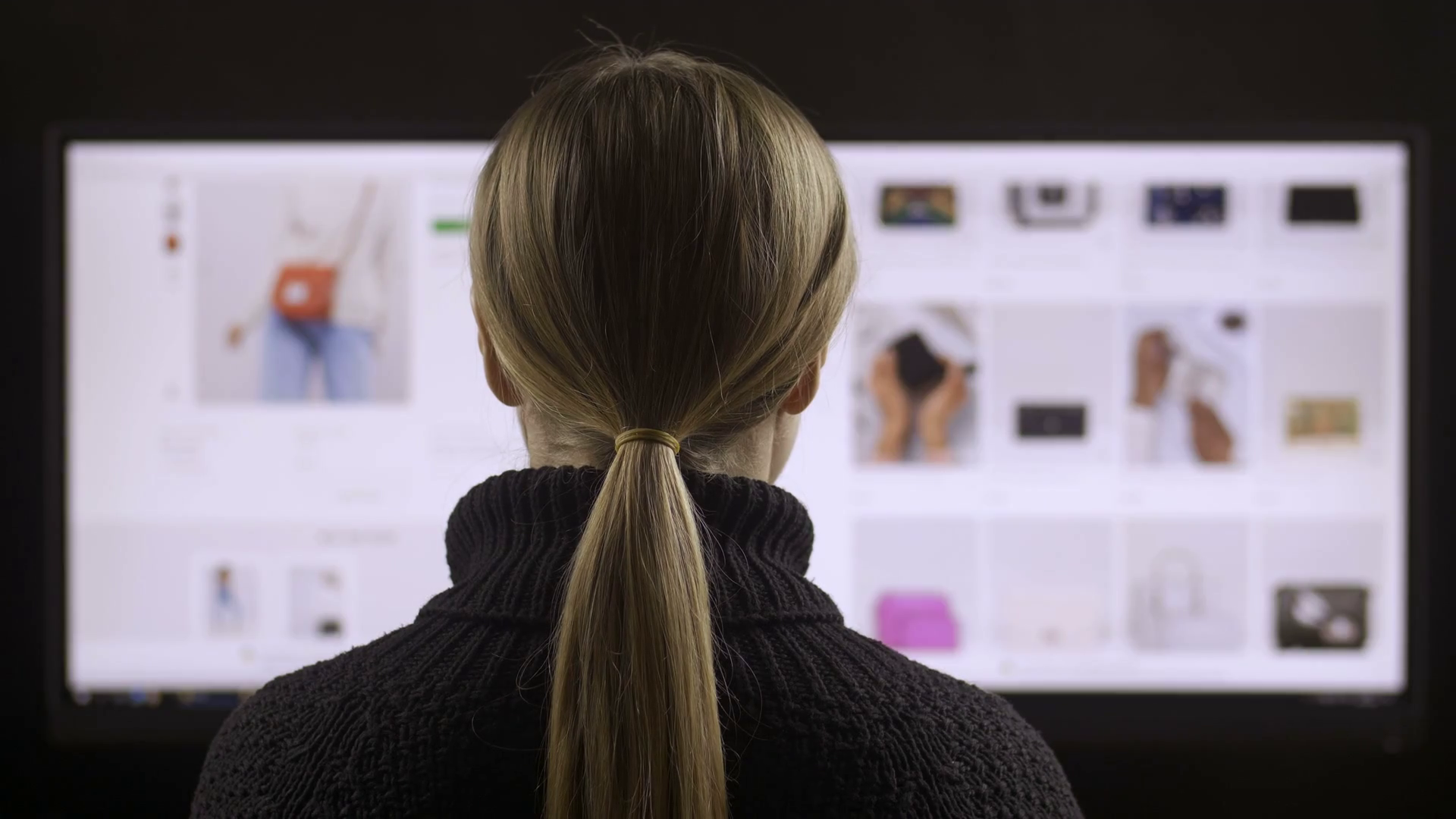 Back View Of Woman Browsing Accessories In Stock Footage SBV321789011
