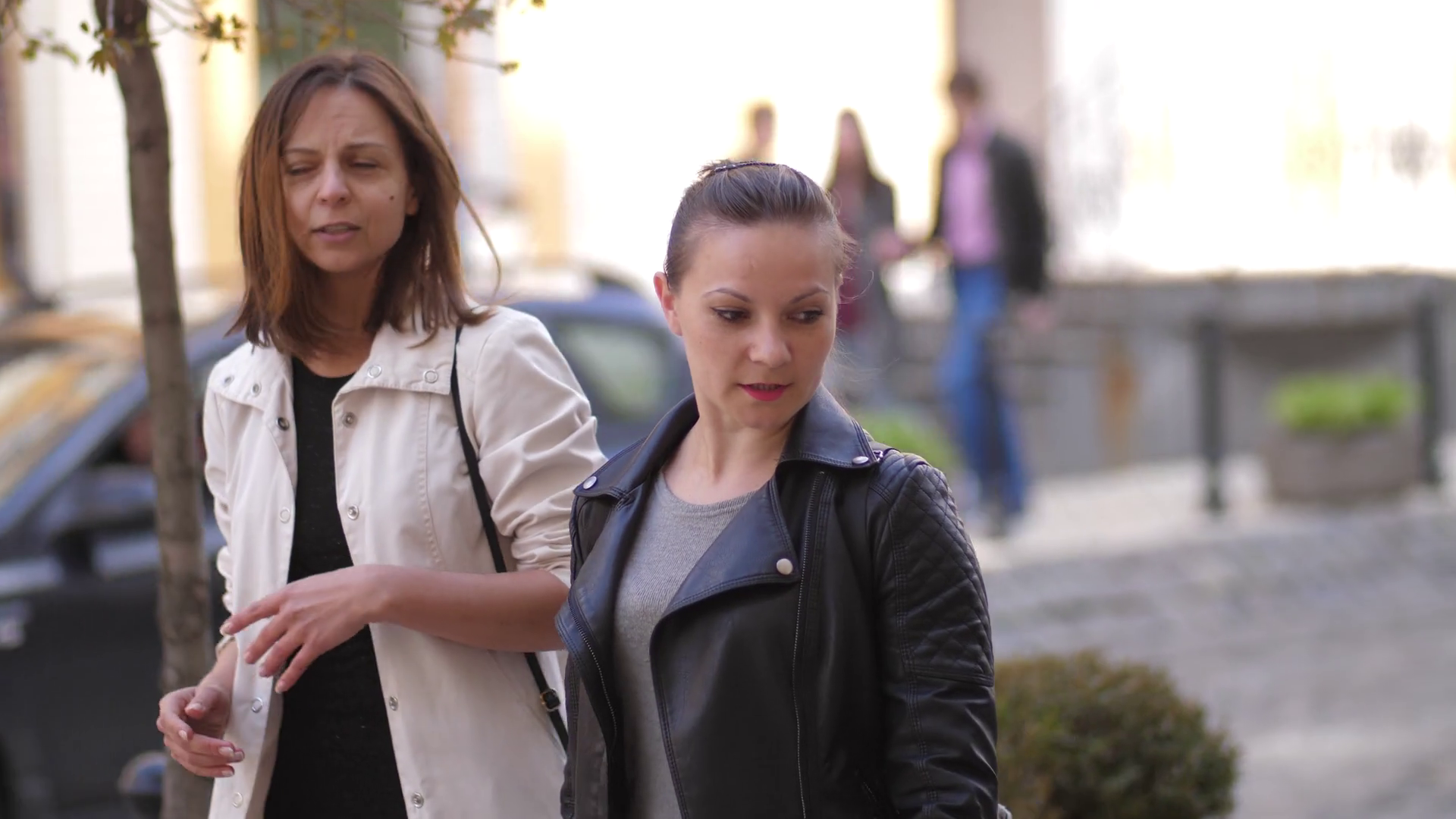 Close Up Of Aggressive Male Pestering Women Walking On City Street Huge Man Attacking Petite Female Grabbing Hair Brave Woman Applying Self Defense Techniques To Neutralize Attacker Stock Video Footage Storyblocks