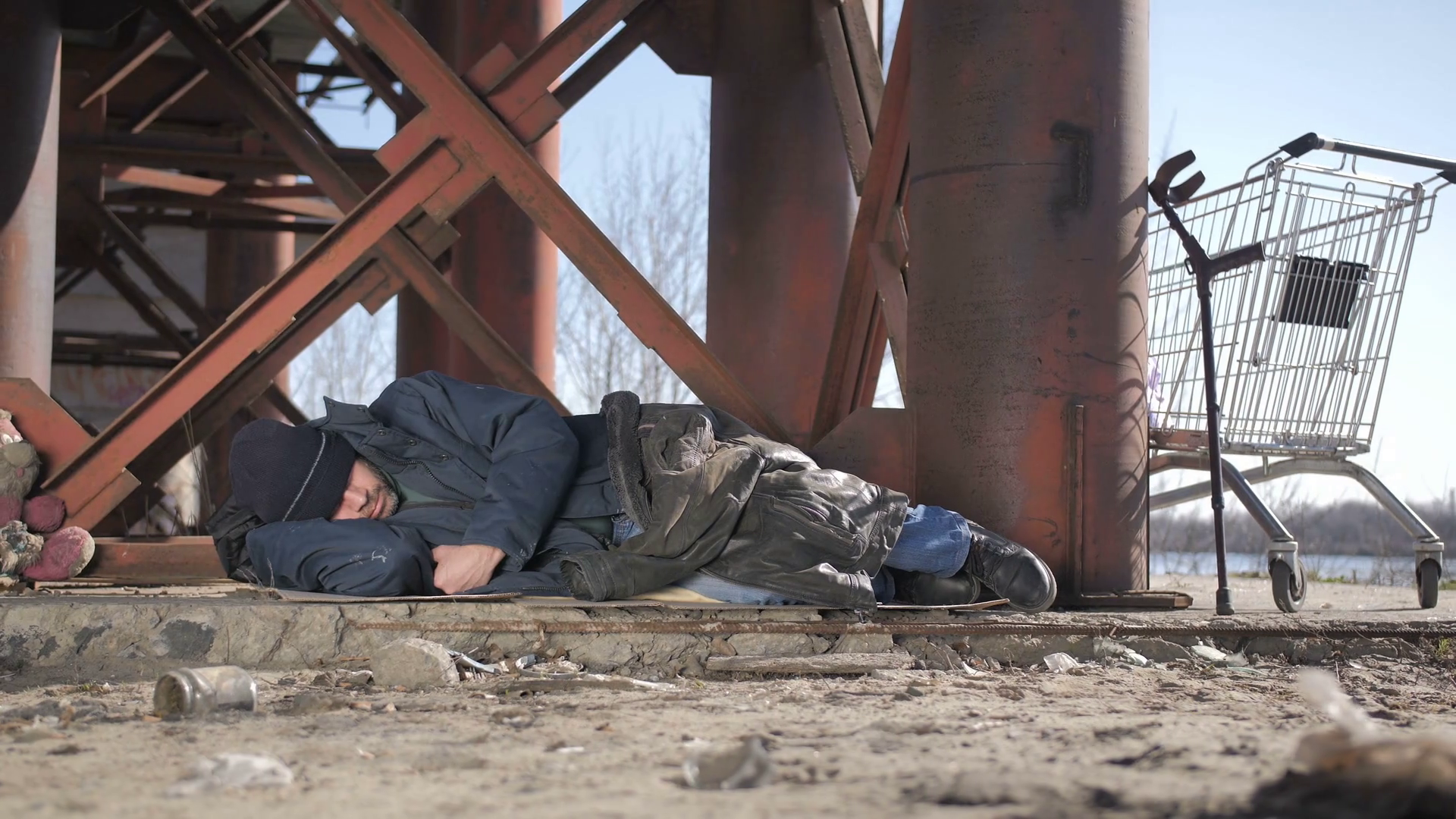 49+ Homeless Man Sleeping Under Bridge 3D