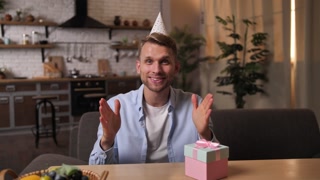 Celebratory online birthday chat with singing and clapping