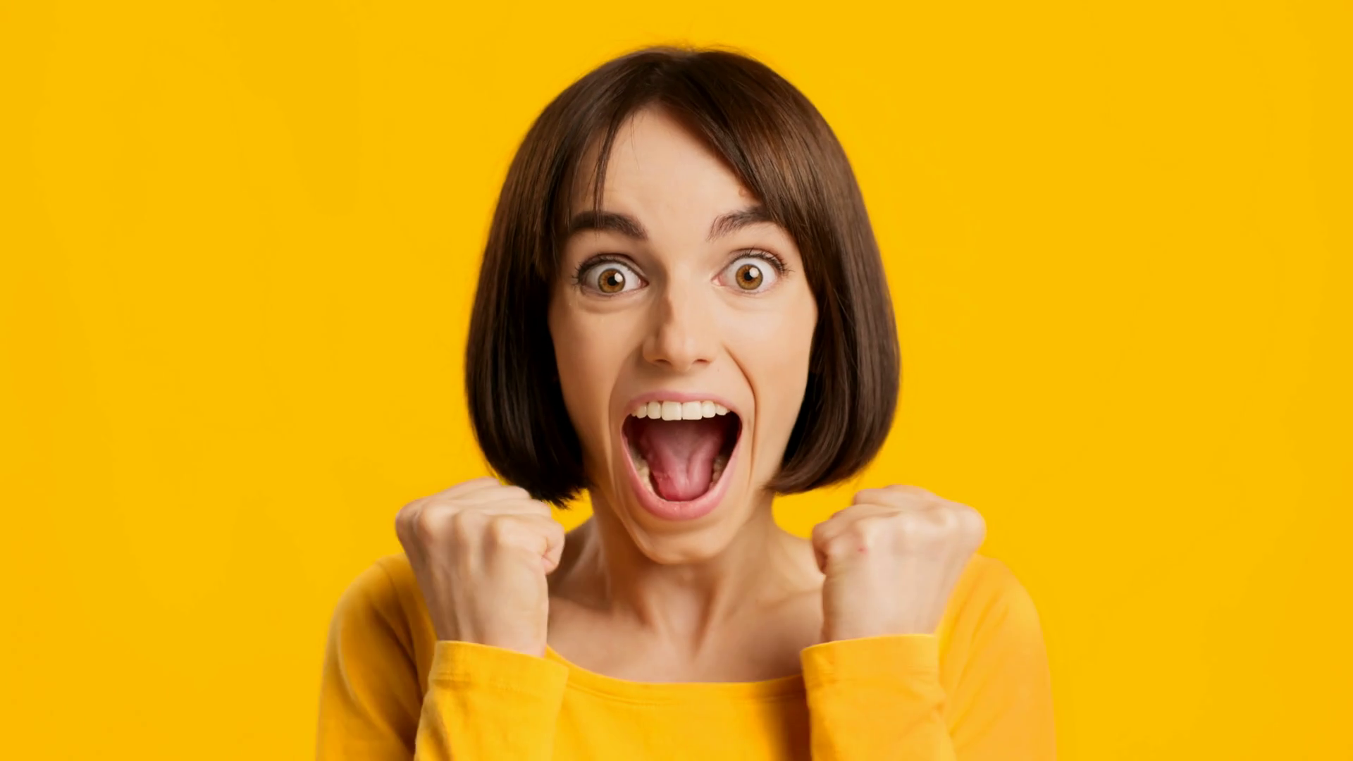 A Happy Lady Expresses Delight With Joyful Stock Footage SBV-351824999 ...
