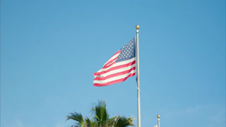 The US flag waving in the wind