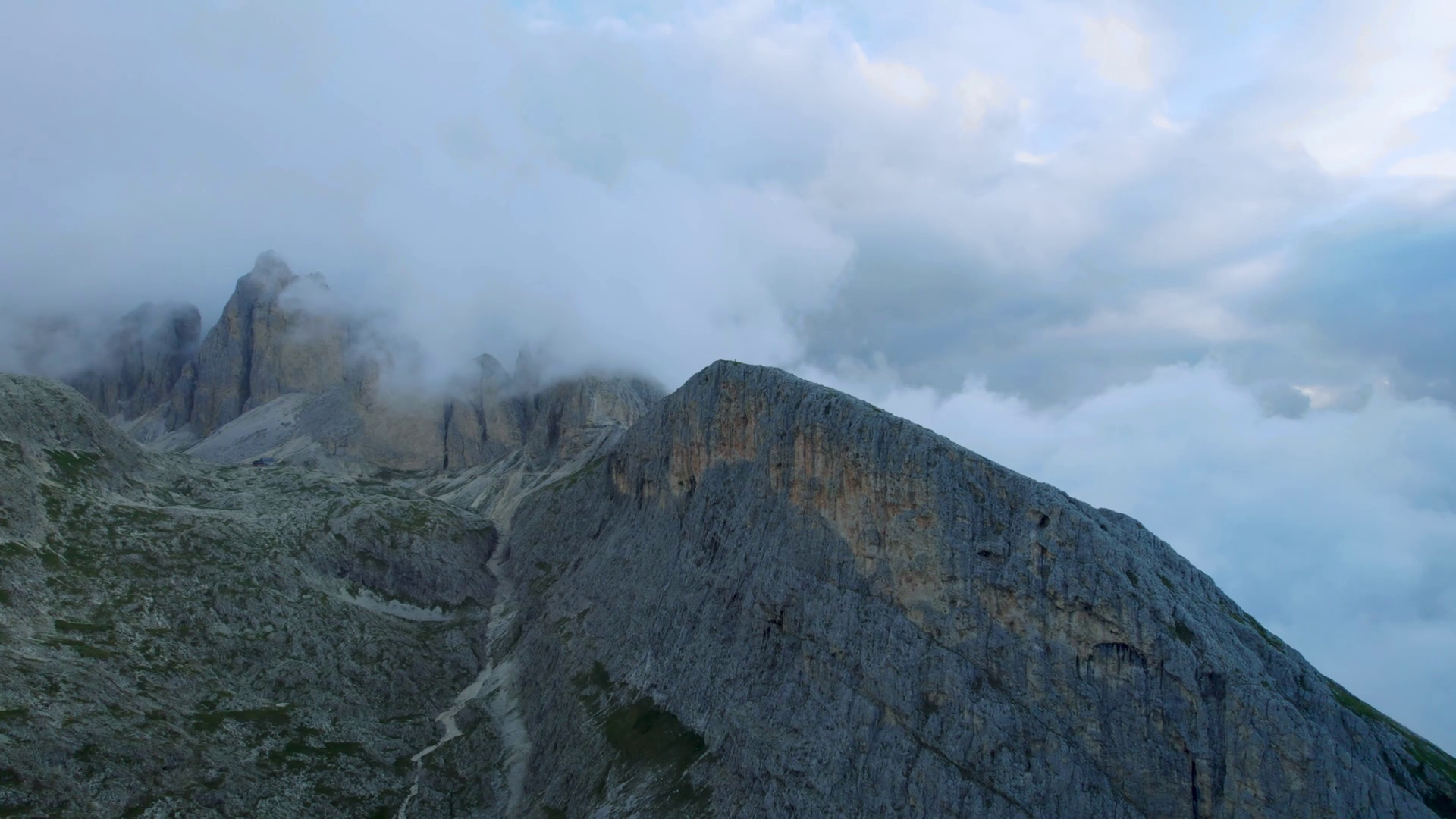 Aerial Of Alpine Mountain Ridge In Clouds In Stock Footage SBV ...