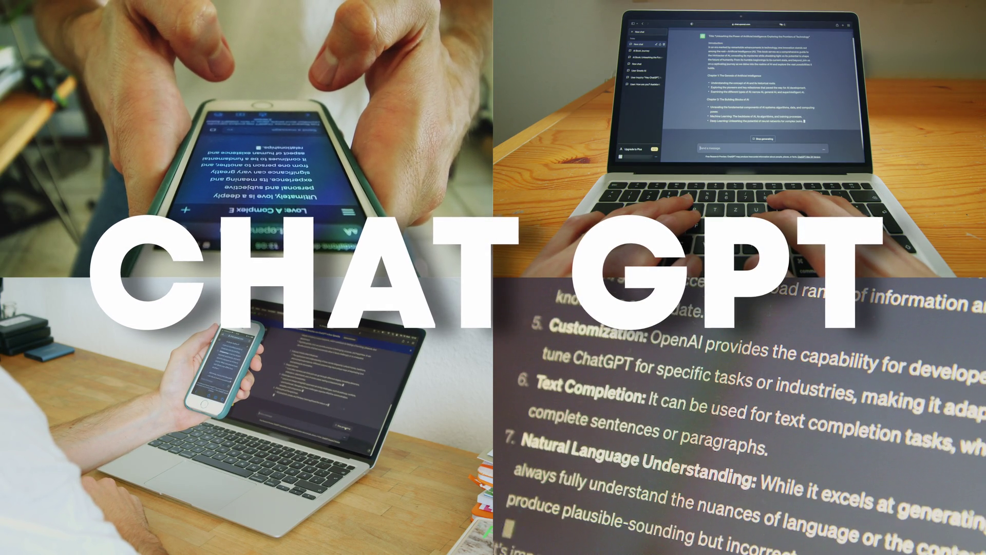 Splitscreen Of Chat Gpt Working On Multiple Stock Footage SBV-348519390 ...