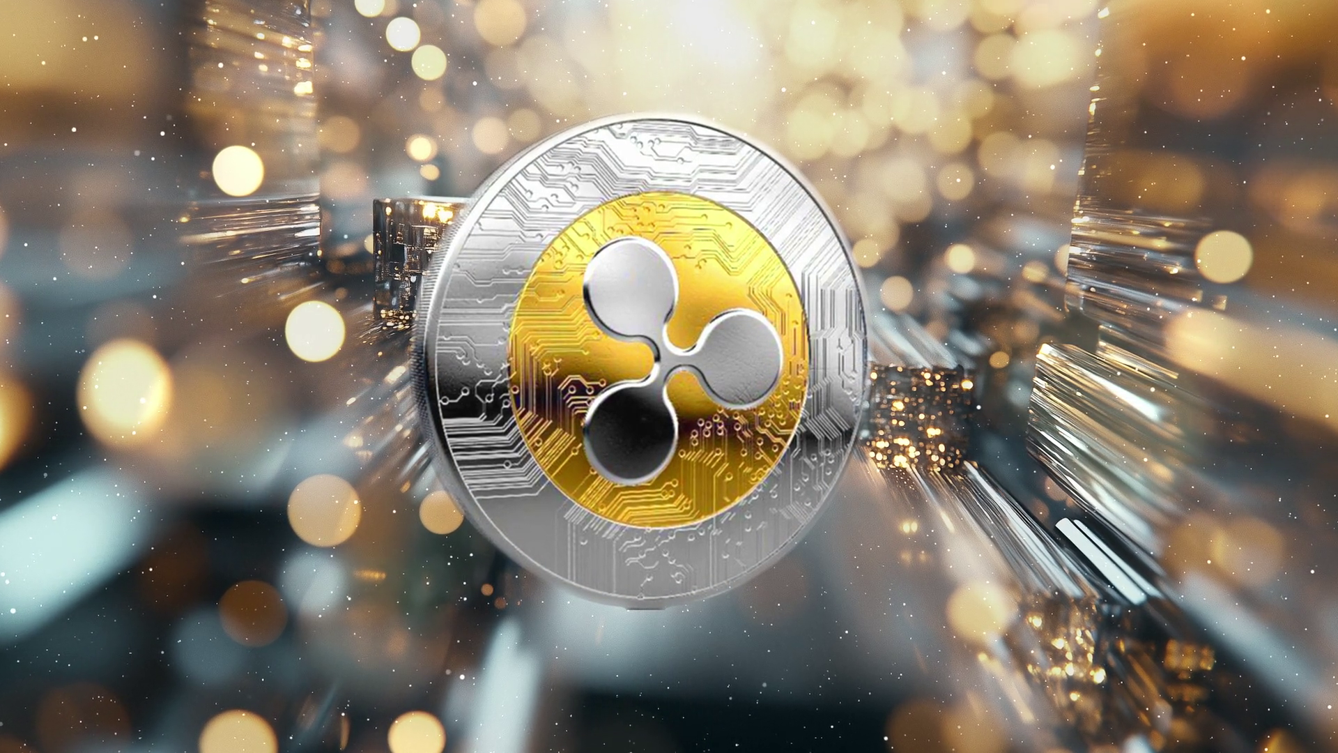 XRP Ripple Crypto Currency Coin With Futuristic Background