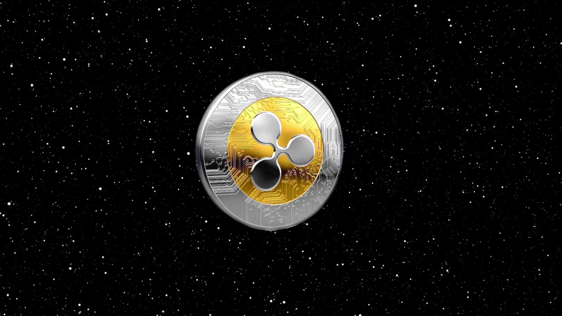 XRP Ripple Crypto Currency Coin With Space Background