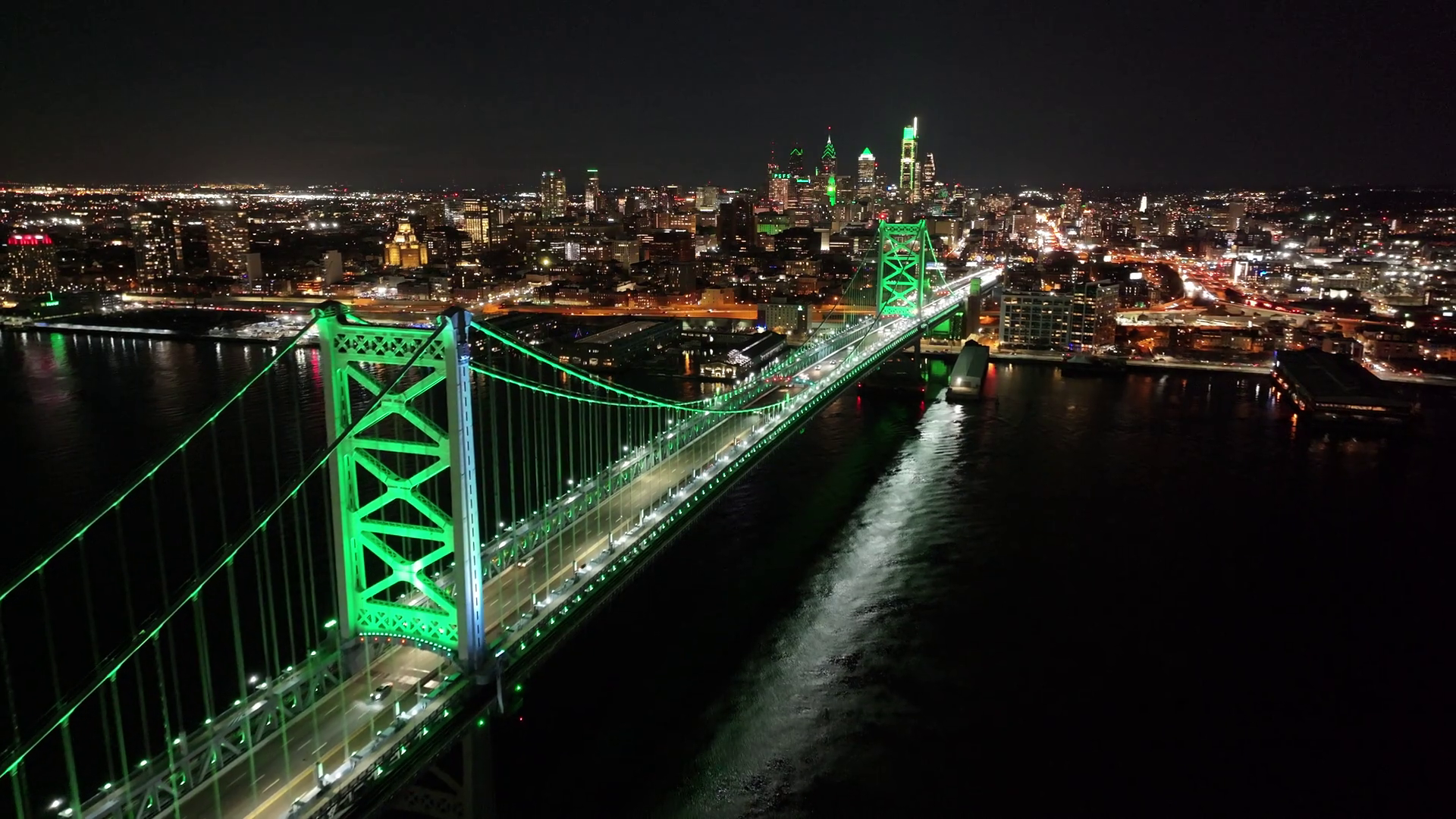 Night Cable Bridge At Philadelphia Stock Footage SBV-352179233 ...