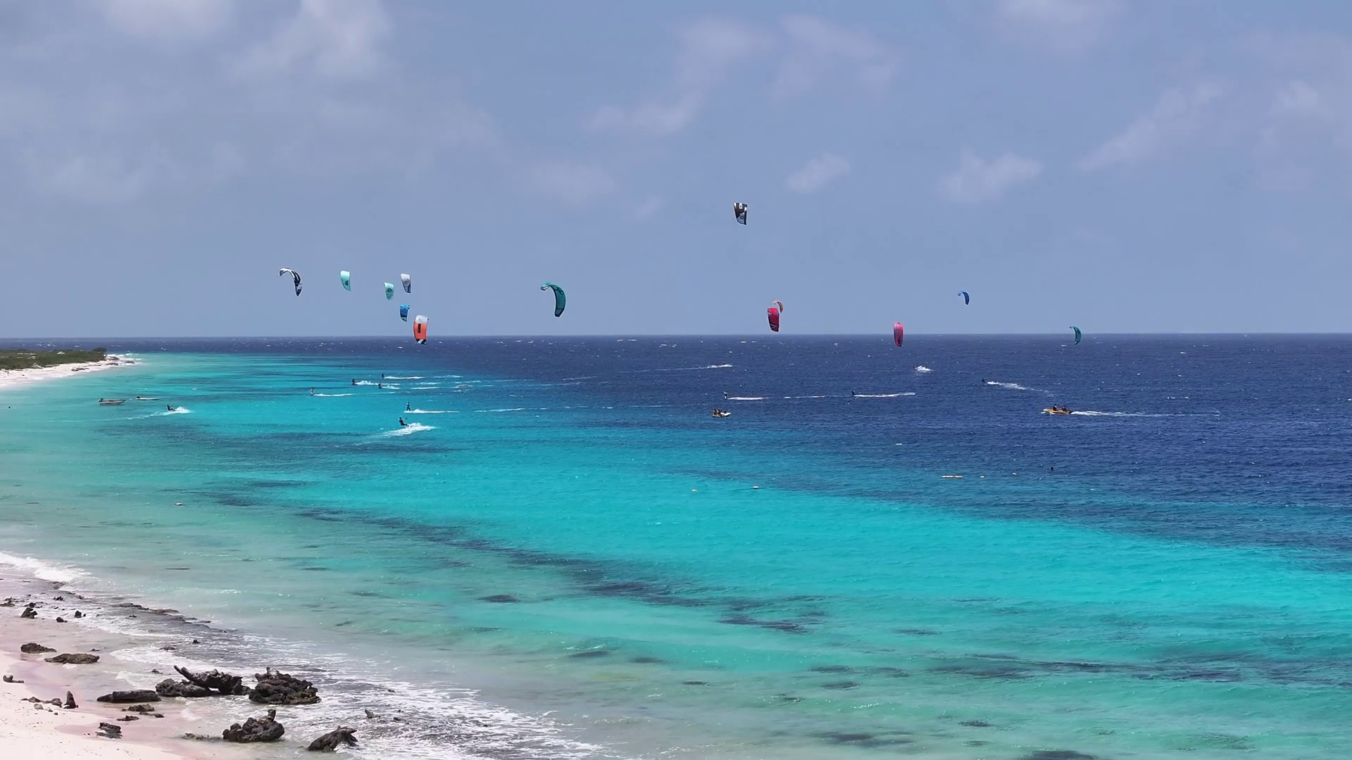 Kiteboarding Bonaire At Kralendijk In Stock Footage SBV348955813