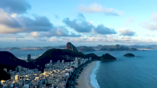 Timelapse beach. Tropical scenery. Summer travel destinations. Copacababa Beach Rio de Janeiro Brazil.