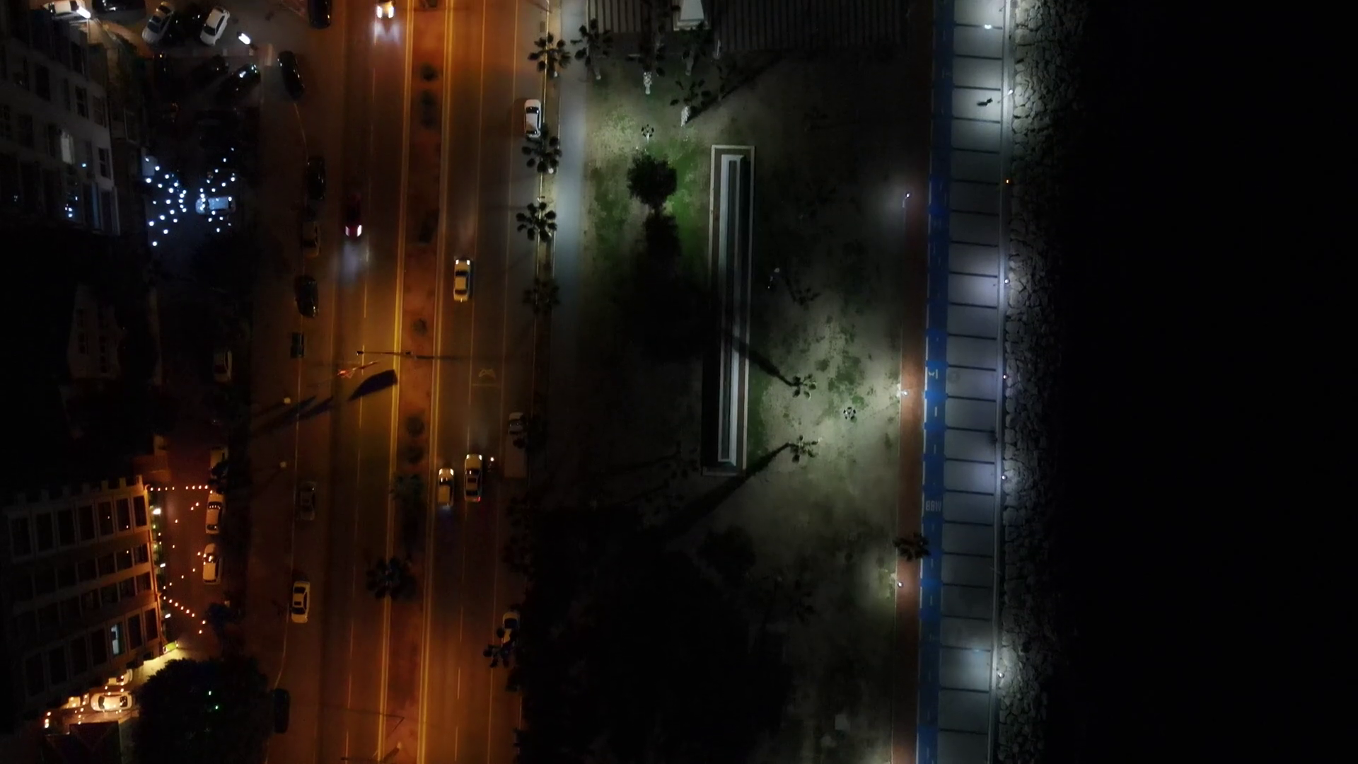 Top View Of Seaside At Night Reflection Of Stock Footage SBV-347649803 ...