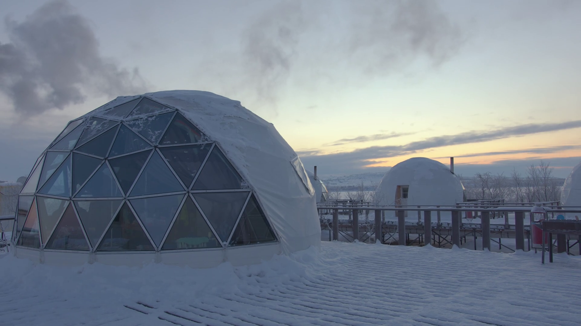 Original Domed Igloo Houses With Panoramic Stock Footage SBV346624999