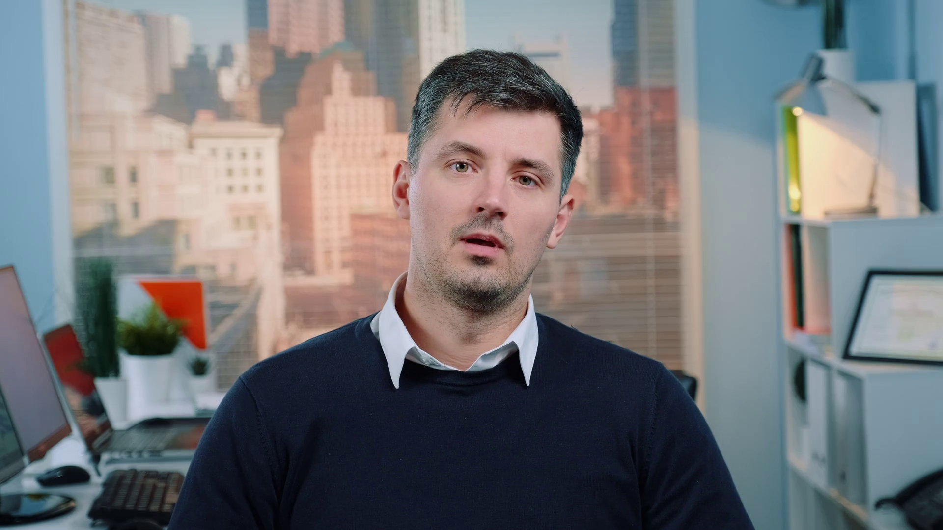 Closeup Shot Of Caucasian Man Talking To Stock Footage SBV338822399