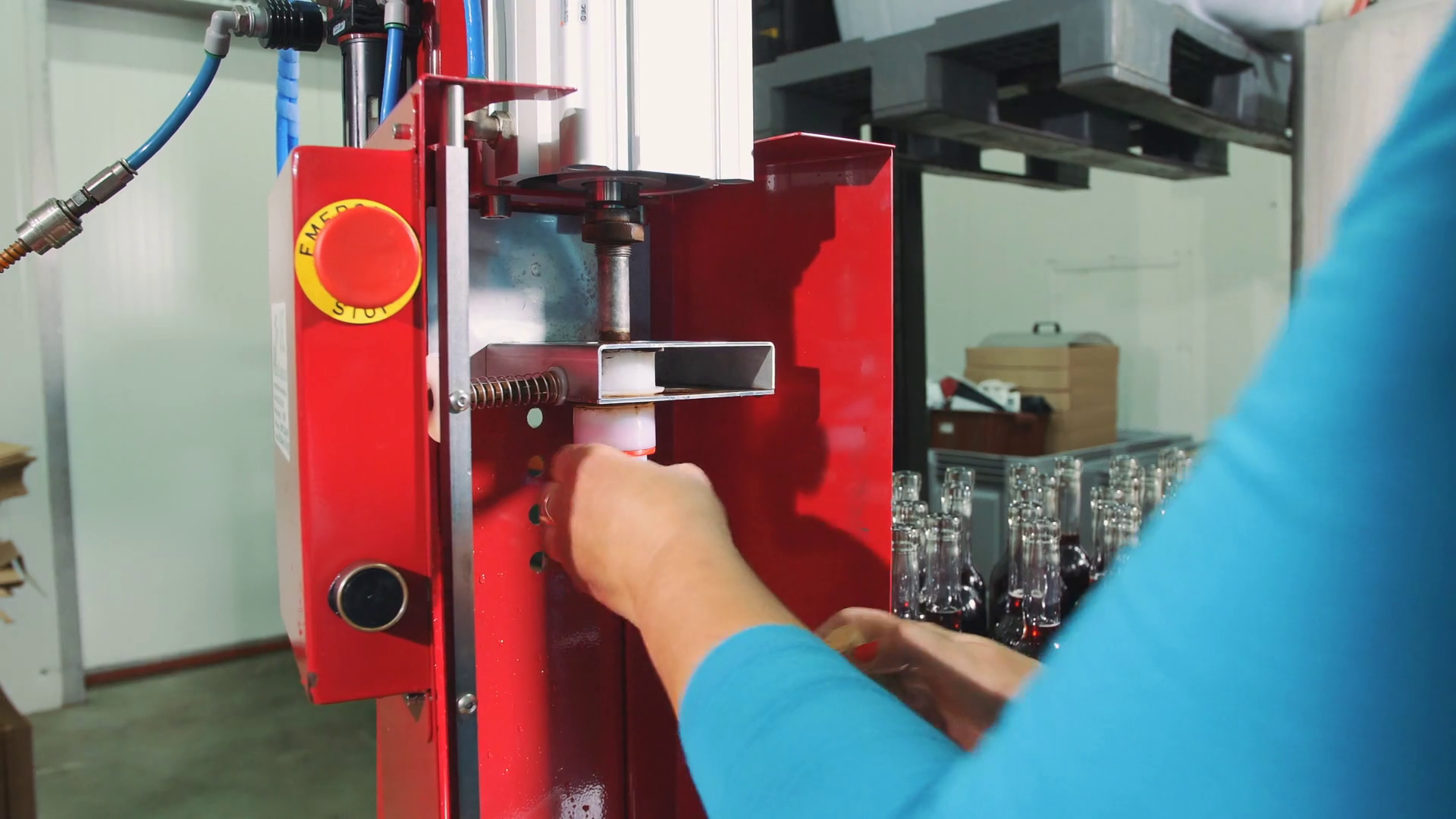 Process of corking wine bottles Stock Video Footage 0011 SBV329013888